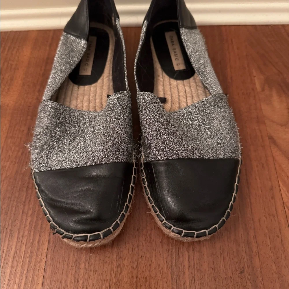 Zara Black and Silver Women's Espadrilles